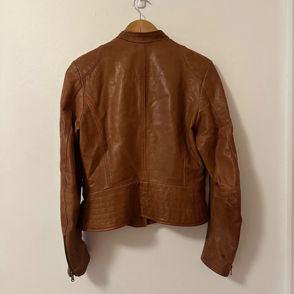 Jacketto Vintage Italian Leather Caramel Colored Leather Moto Jacket | Size 46